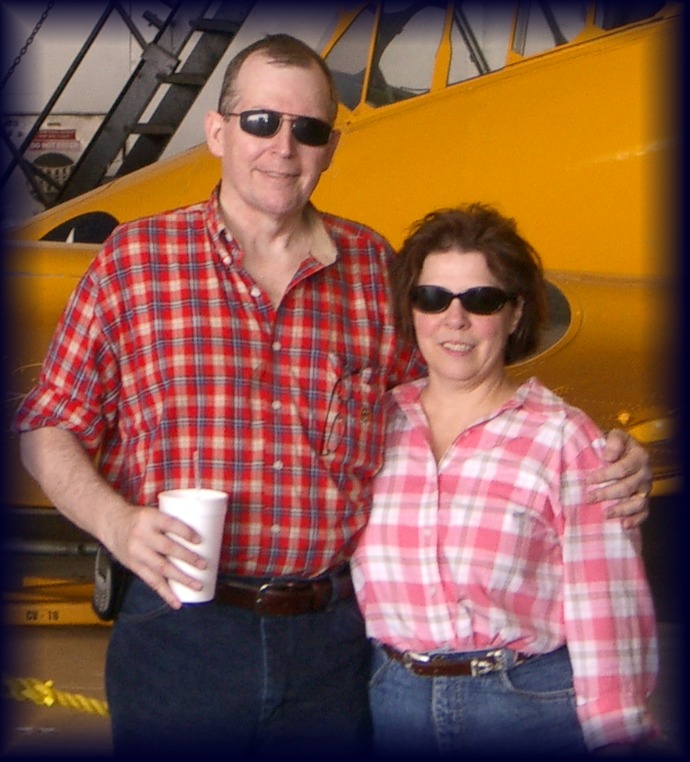 Carolle and I aboard the Lexington on a very hot day.
